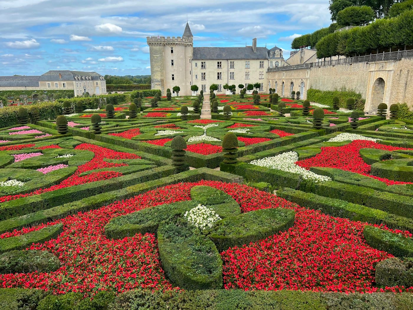 The flower gardens and château of Villandry in the Loire Valley