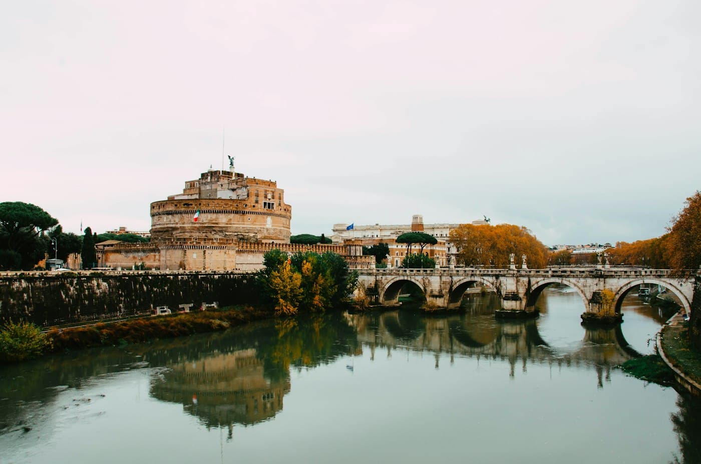 The Tiber in autumn, with Castel Sant’Angelo and its bridge